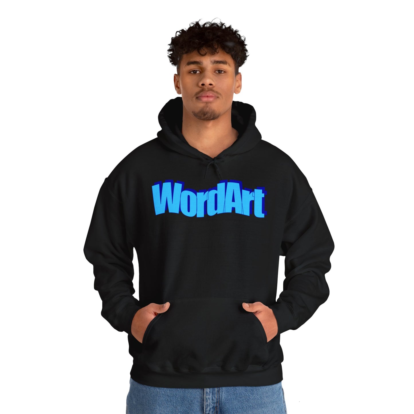 WordArt Hoodie – Classic Blue Retro Nostalgia