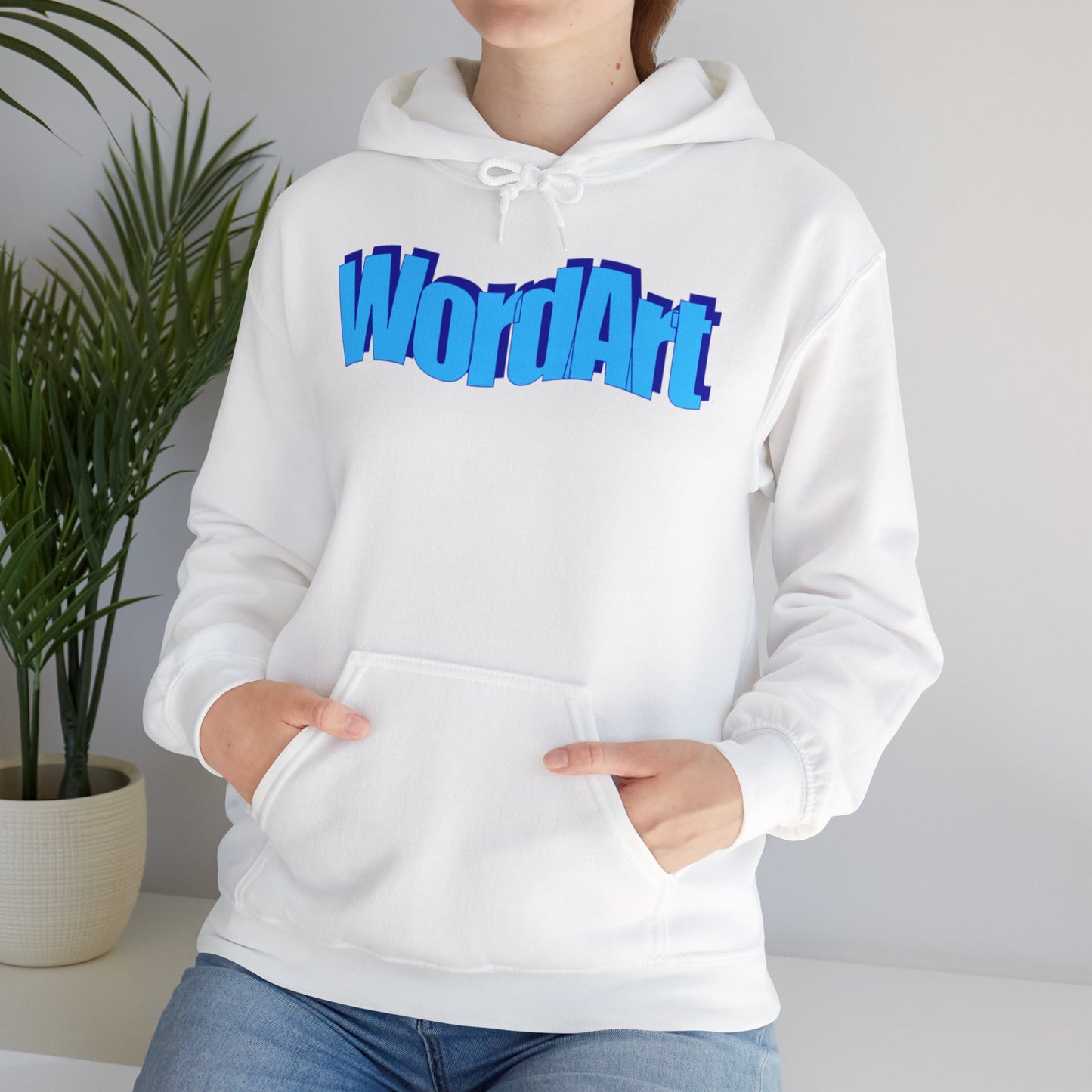 WordArt Hoodie – Classic Blue Retro Nostalgia