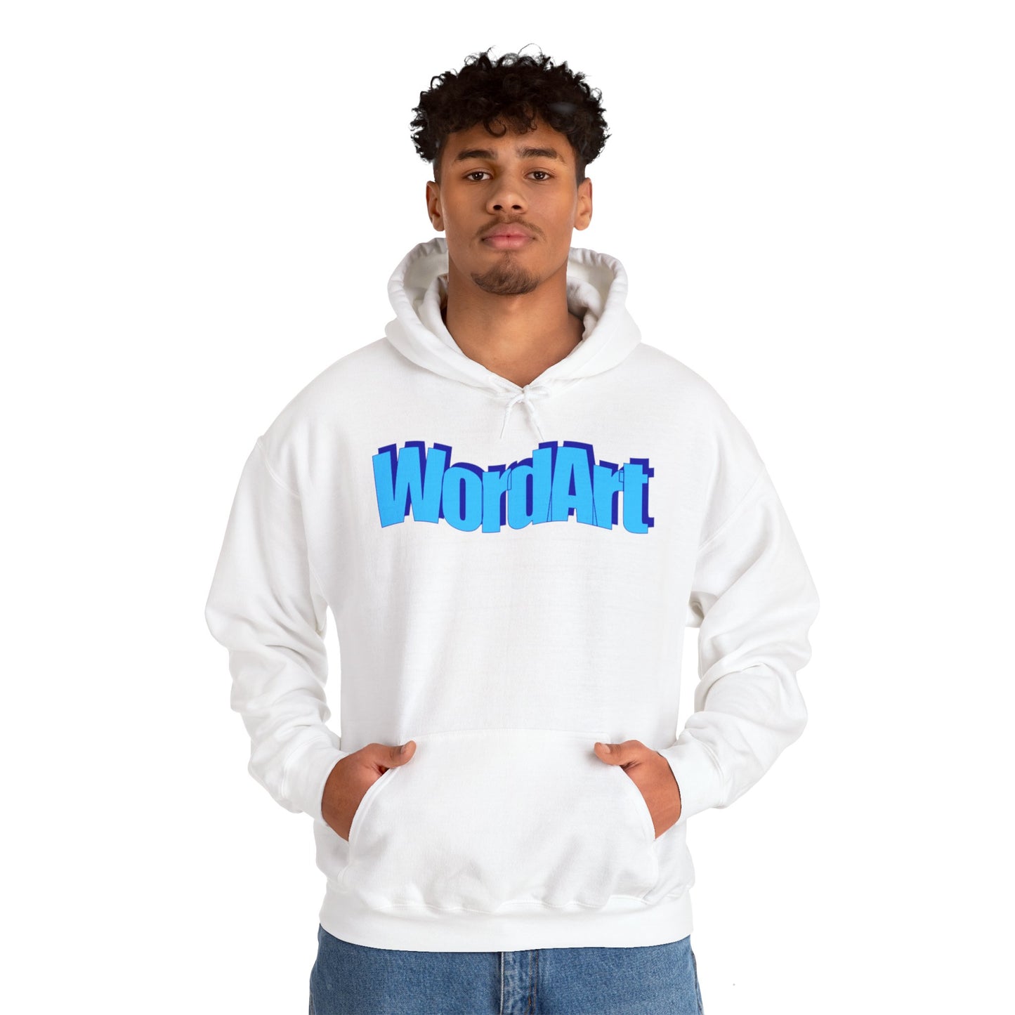 WordArt Hoodie – Classic Blue Retro Nostalgia