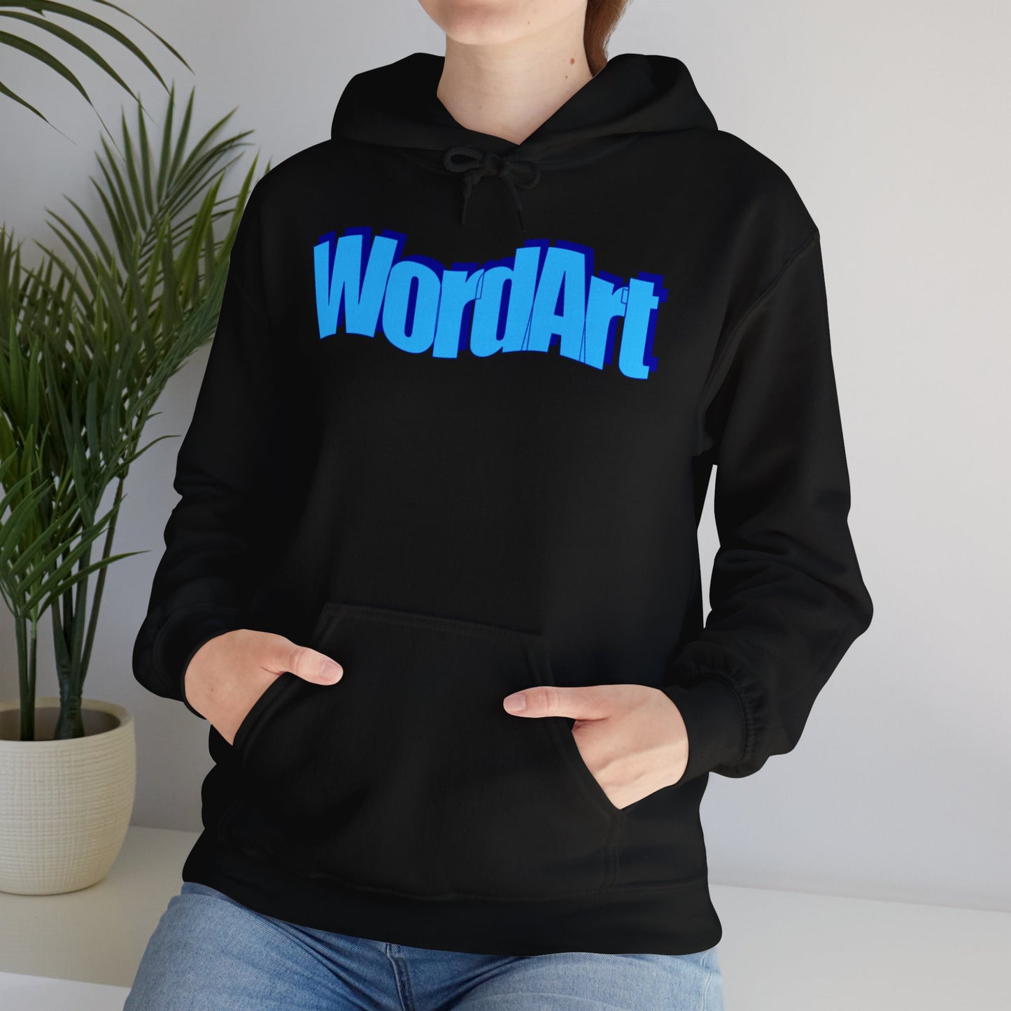 WordArt Hoodie – Classic Blue Retro Nostalgia