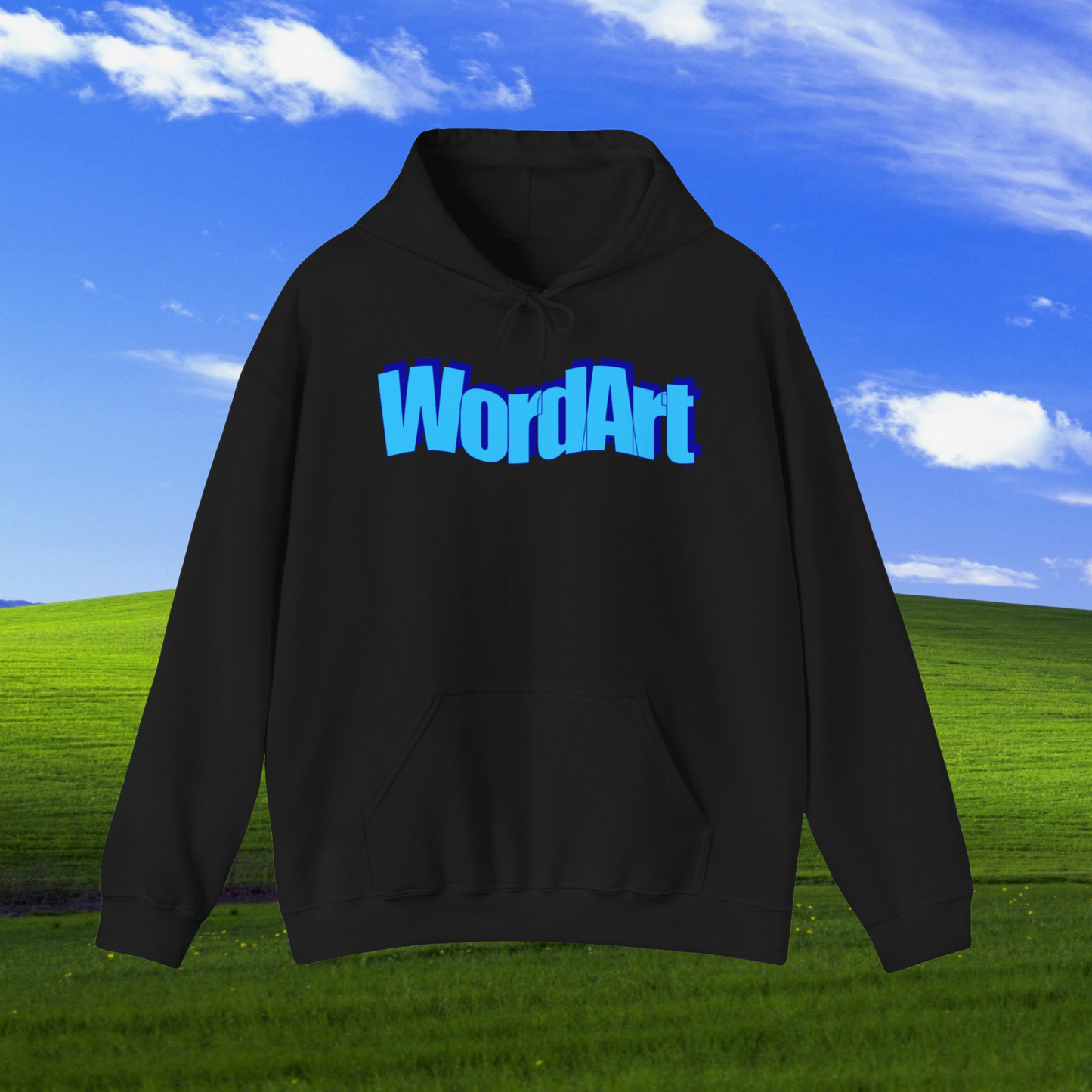 WordArt Hoodie – Classic Blue Retro Nostalgia