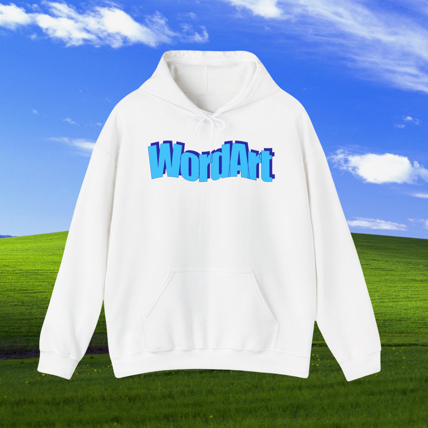 WordArt Hoodie – Classic Blue Retro Nostalgia